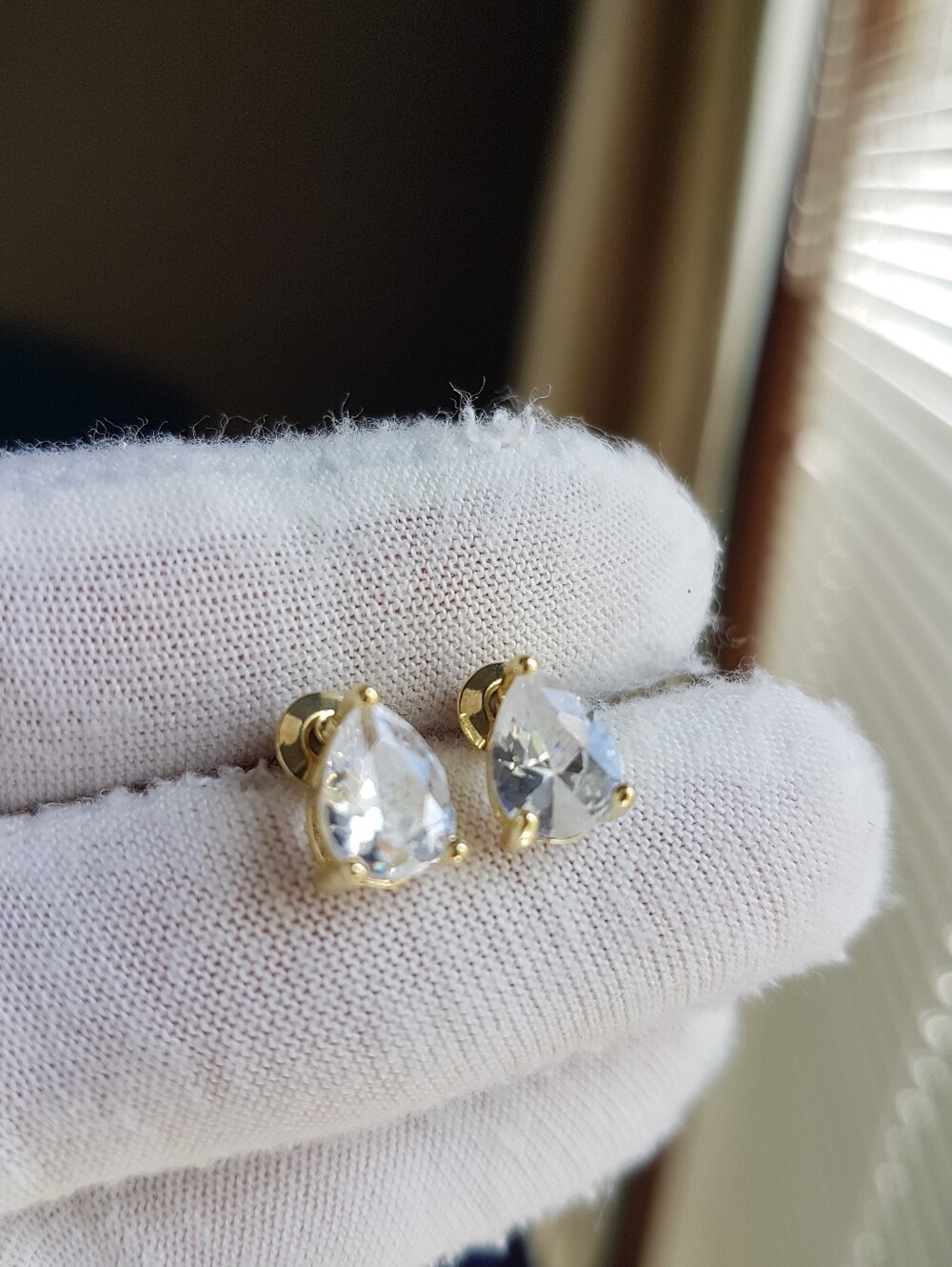 Swarovski Elements Yellow Gold Plated Teardrop Stud Earrings NEW